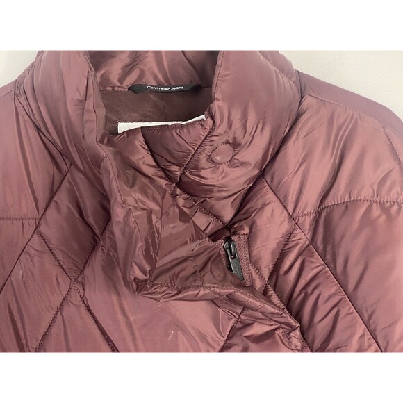Calvin Klein Jeans Womens Zip-Front Puff Jacket Bitter Chocolate L - Picture 5 of 11